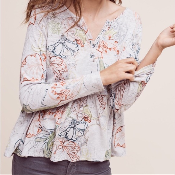 Anthropologie Tops - Anthropologie | Meadow Rue Floral Henley Top